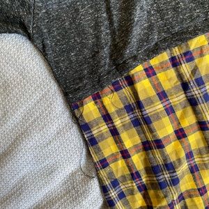 Grace and Emma Two Toned Shirt Grey and Plaid Size XL